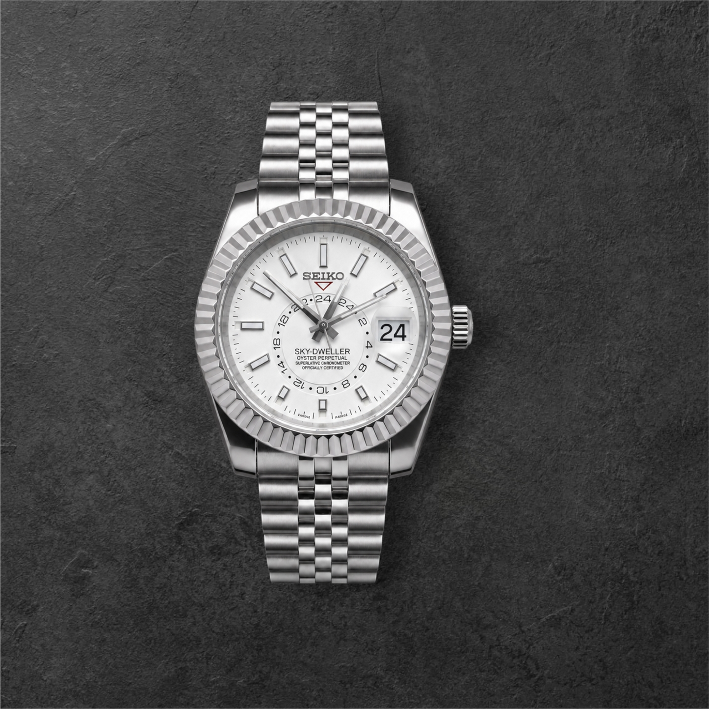 S SKY-DWELLER SILVER & WHITE – čelično kućište, bijeli brojčanik i čelična narukvica