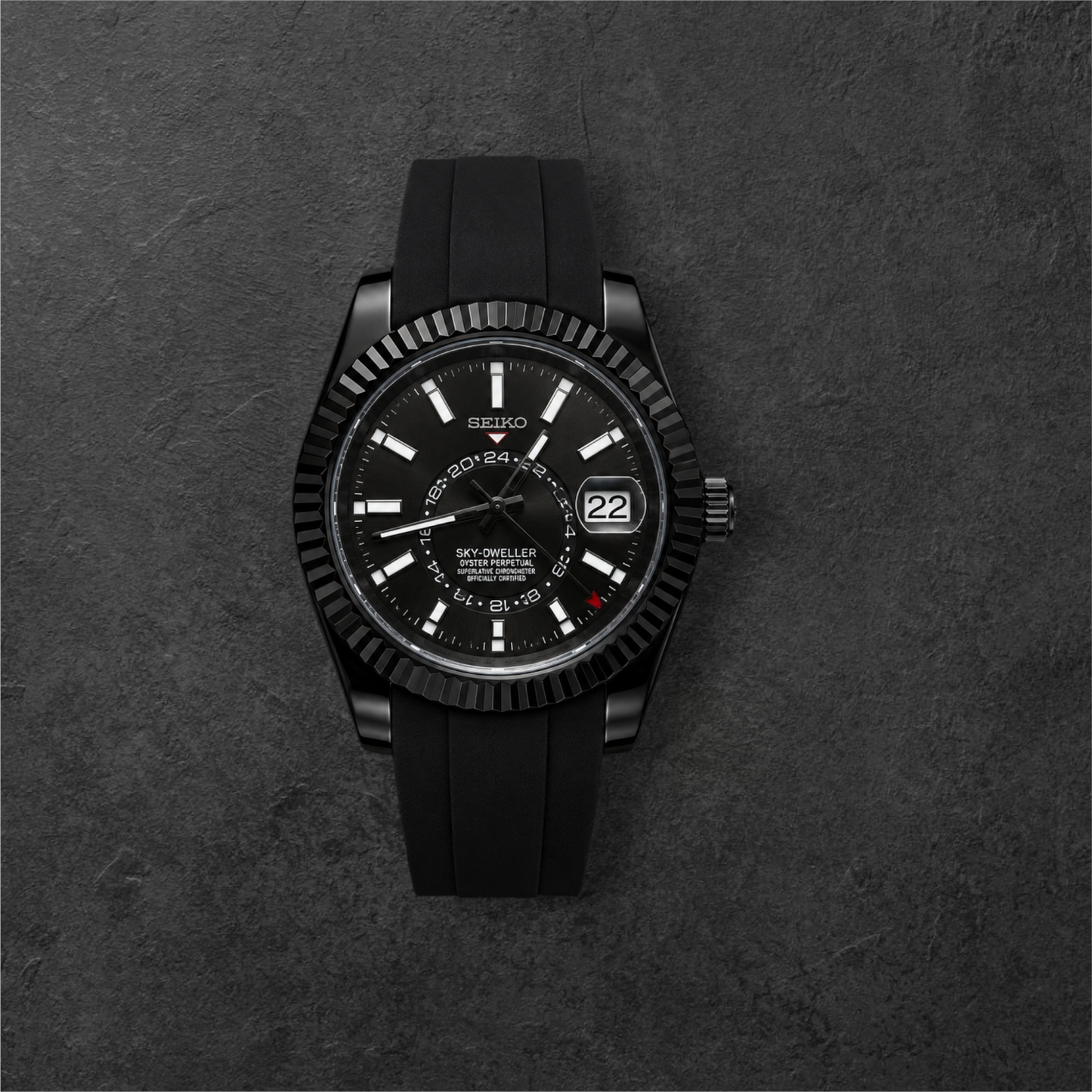 S SKY-DWELLER BLACK & BLACK RUBBER – crno kućište, crni brojčanik i crna gumena narukvica