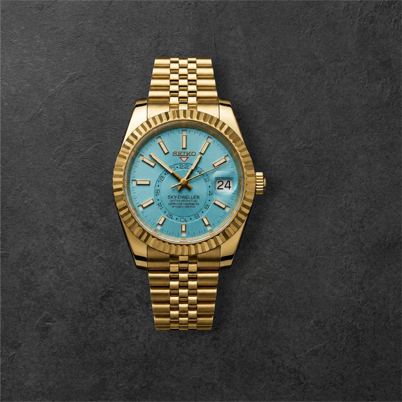 S SKY-DWELLER GOLD & TIFFANY – zlatno kućište, Tiffany plavi brojčanik i zlatna narukvica