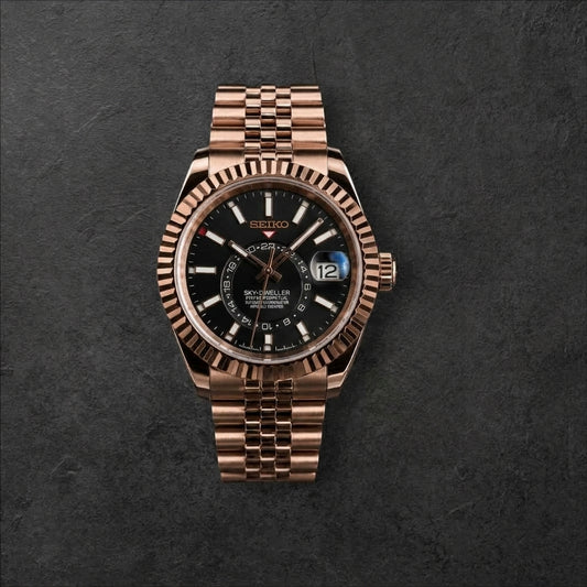 S SKY-DWELLER ROSE GOLD & BLACK – kućište u boji rozog zlata, crni brojčanik i narukvica u boji rozog zlata