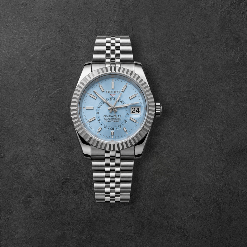 S SKY-DWELLER SILVER & BABY BLUE – čelično kućište, ledeno plavi brojčanik i čelična narukvica