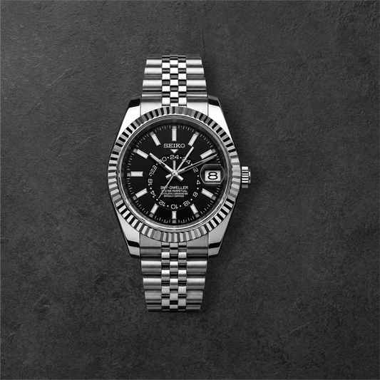S SKY-DWELLER SILVER & BLACK – čelično kućište, crni brojčanik i čelična narukvica