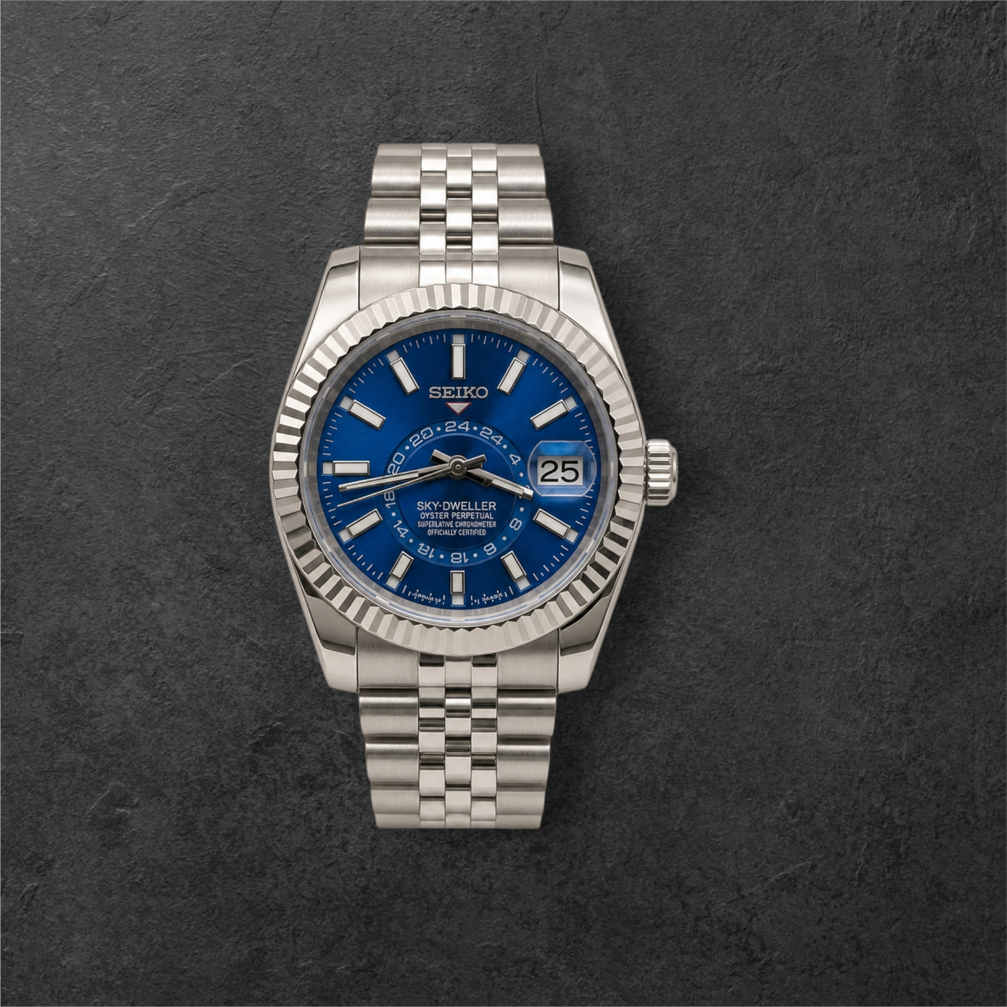 S SKY-DWELLER SILVER & ROYAL BLUE – čelično kućište, kraljevsko plavi brojčanik i čelična narukvica