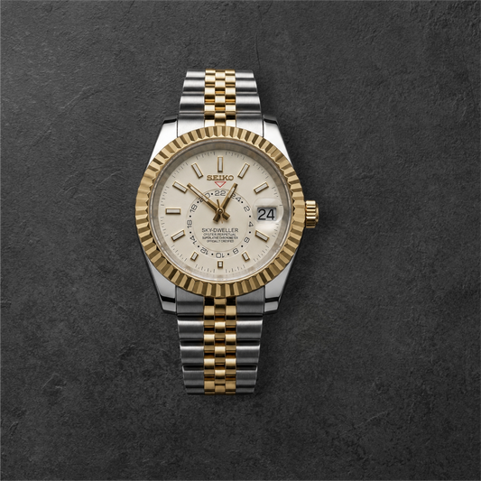 S SKY-DWELLER TWO TONE & BEIGE – dvobojno kućište od čelika i zlata, bež brojčanik i dvobojna narukvica